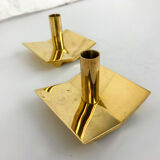 Pair of Scandinavian brass candle holders, model N°70, Pierre Forsell for Skultuna, 1960