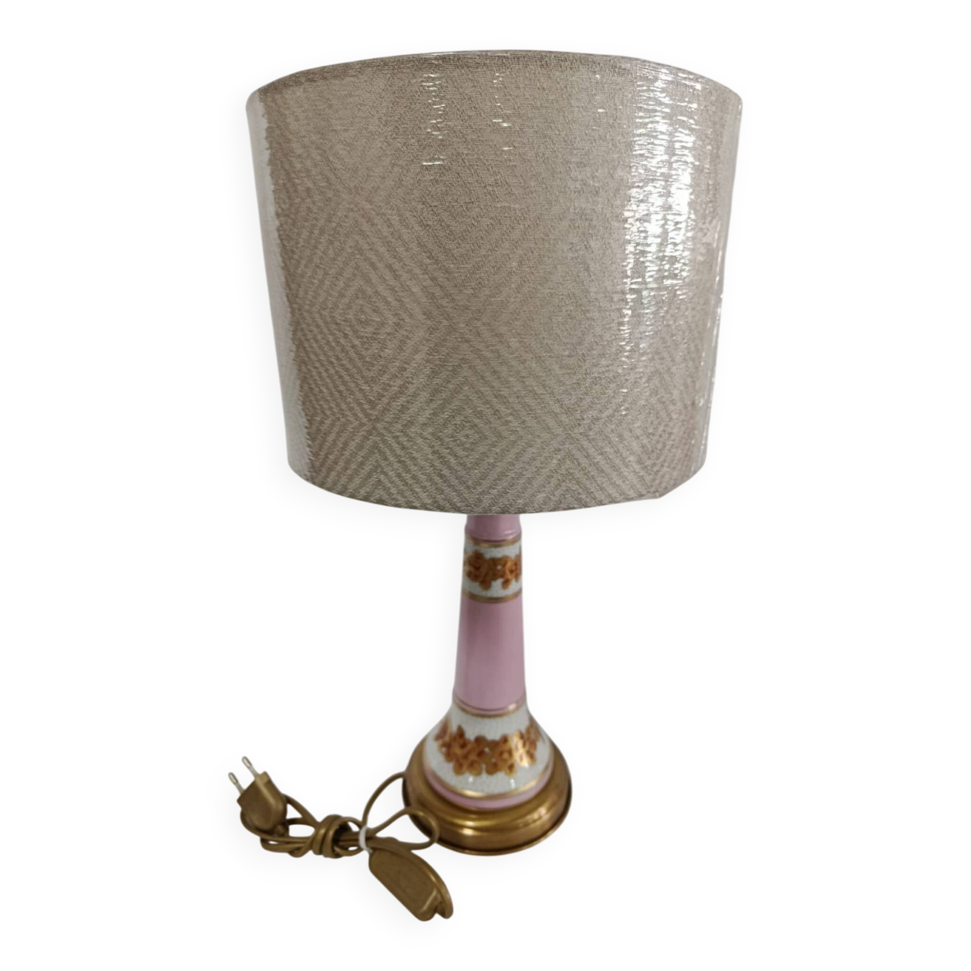 Vintage Pink & Gold Porcelain Table Lamp
