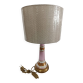 Lampe de table en porcelaine vintage rose et or