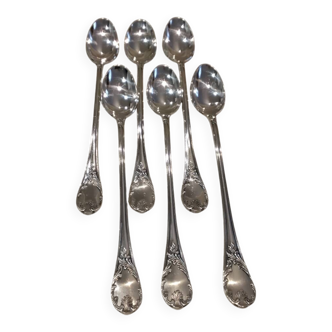 6 silver-plated metal dessert spoons by Christofle Marly, 19.6 cm.