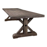 Table de ferme en chêne massif ancien pieds Etoile - longueur 200 cm