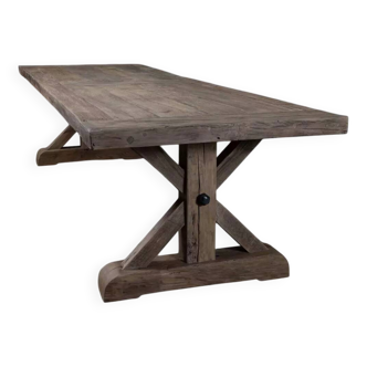 Table de ferme en chêne massif ancien pieds Etoile - longueur 200 cm