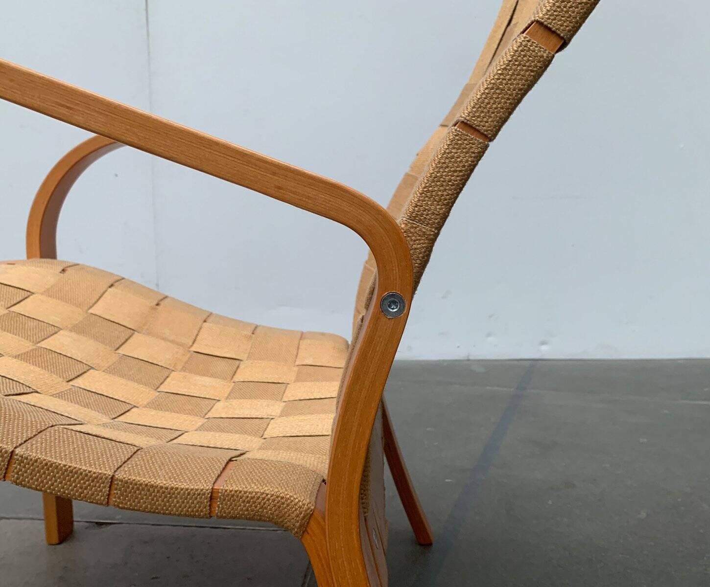 Vintage Scandinavian wooden armchair set