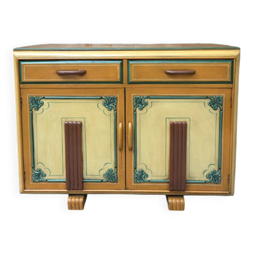 Low buffet / Art Deco sideboard (1930s) revamped in Folk / Bohemian style.