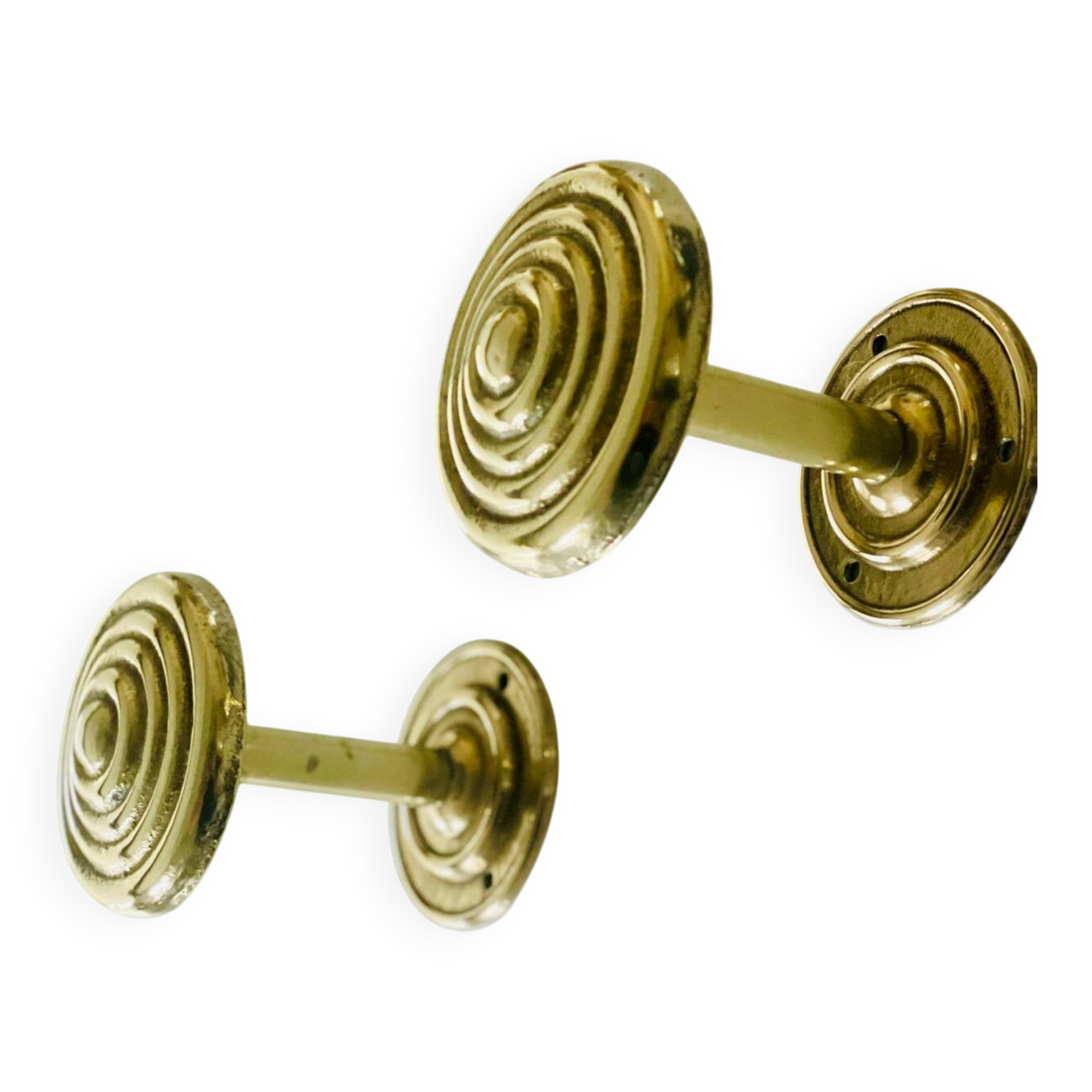 2 gold metal curtain tieback hooks