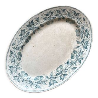 Oval dish in Cherry ironstone, Badonviller, late 19th century