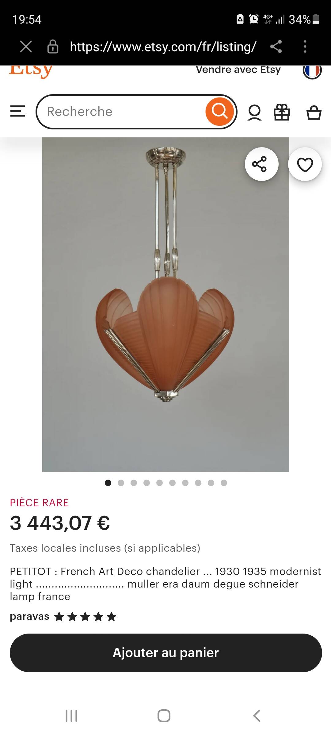 Art-Deco chandelier by Atelier Petitot