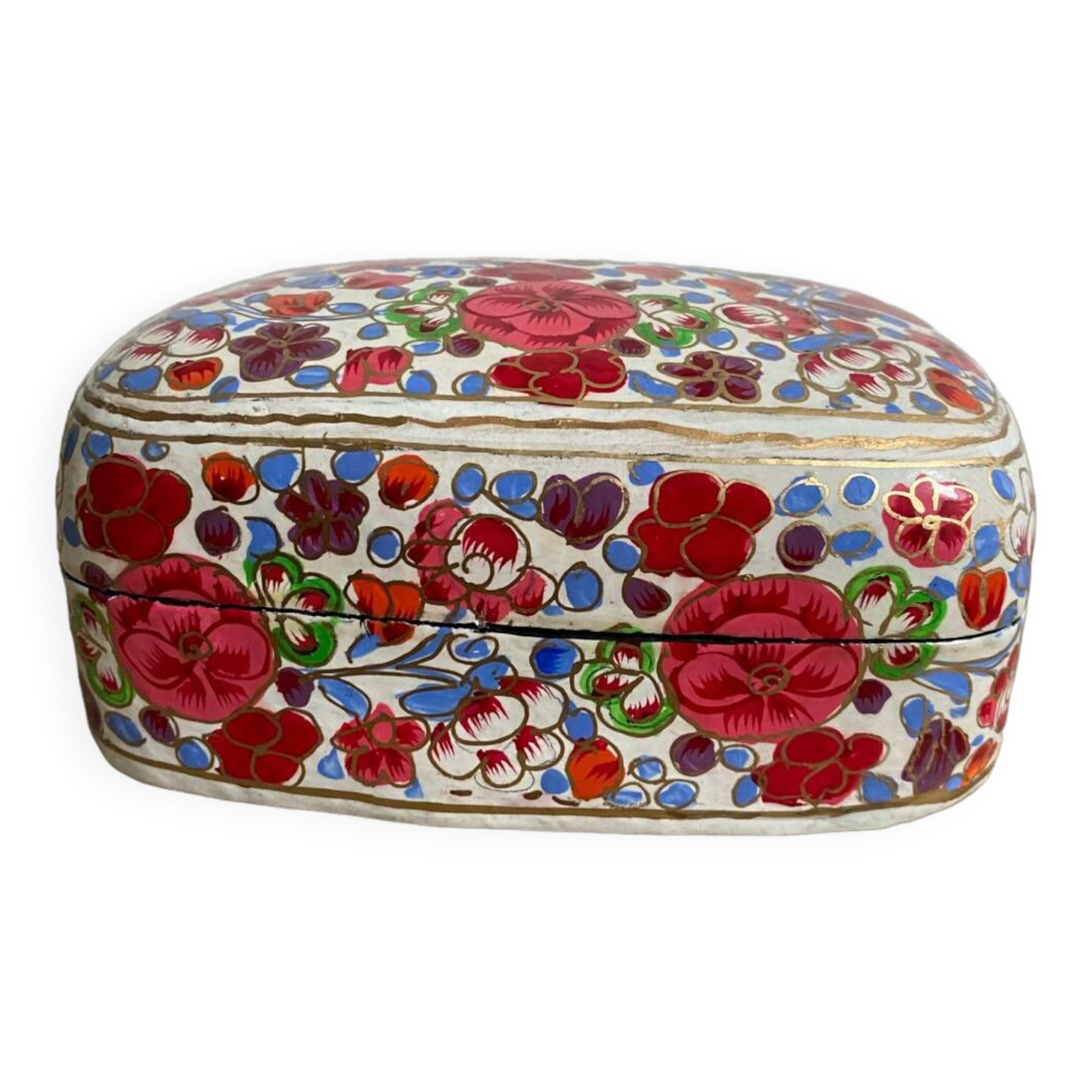 Old lacquered papier-mâché jewelry box