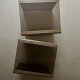 Design bedside table in metal & smoked glass, Roche Bobois 1970.