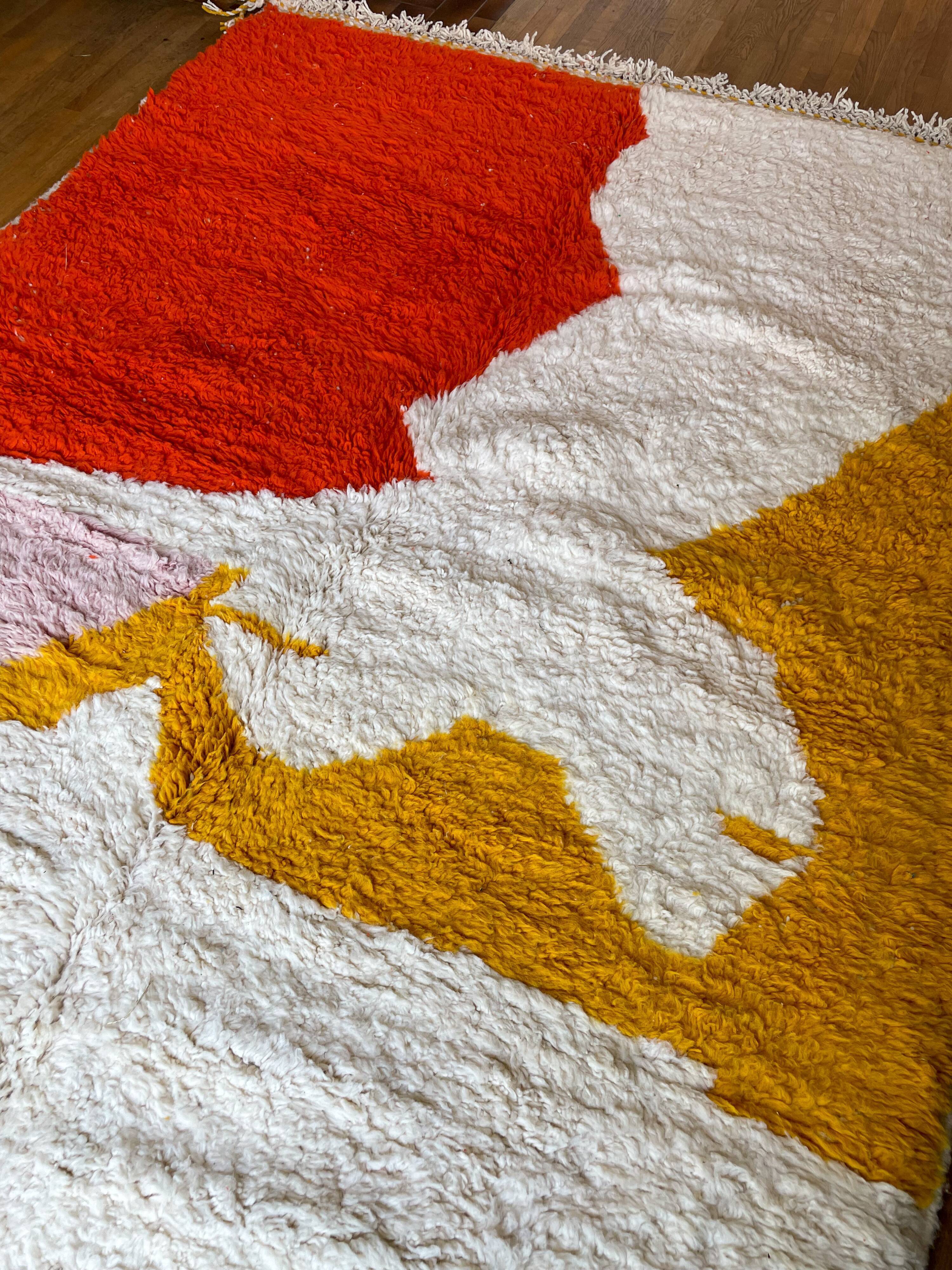 Moroccan carpet blessed ouarain orange yellow pink modern