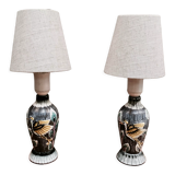 Duo of scandinavian ceramic lamps design 1960