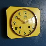 Vintage formica clock silent wall clock "FFR Golden Yellow"