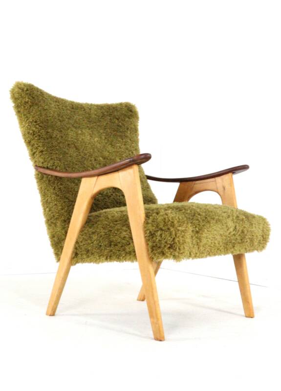 Two tone doodle armchair 'Wing'  fully restored unique upholstery wingback