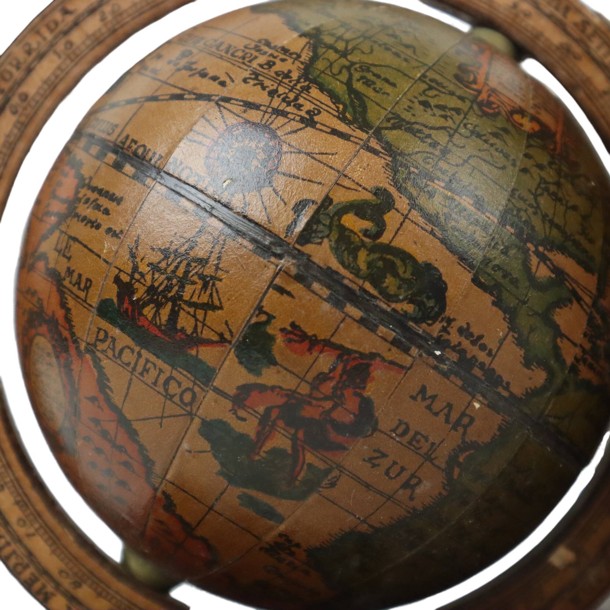 Vintage Set of Wooden Globe Bookends from the 1970s