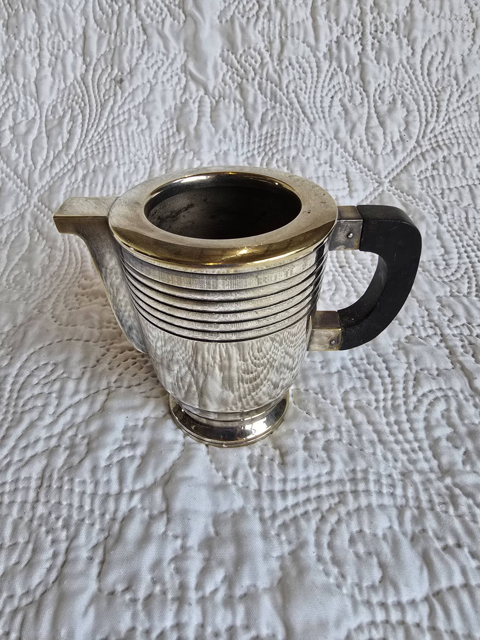 Art Deco tea and coffee service in silver-plated metal and Bakelite, 1930s