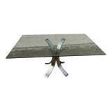 Glass table with iron leg