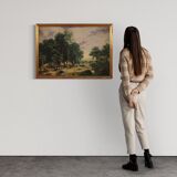 Italian countryside landscape painting oil on canvas from 20th century