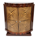Very Art Deco two-door cabinet, geometric patterns in rosewood.
