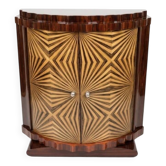 Very Art Deco two-door cabinet, geometric patterns in rosewood.