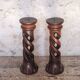 Pair of brutalist wooden candle holders, vintage wooden candle holder, decor