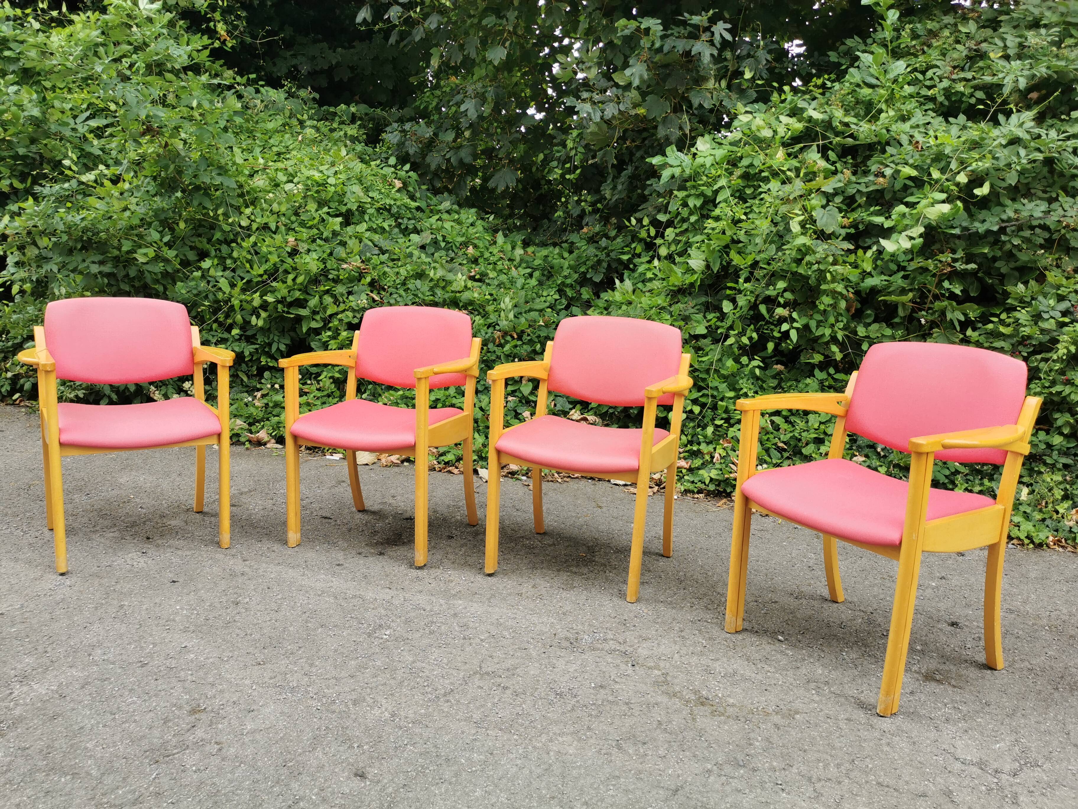 Series of 4 vintage armchairs 70s-80s