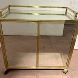 Bar roulant des années 70 en laiton et et face miroir XX siècle