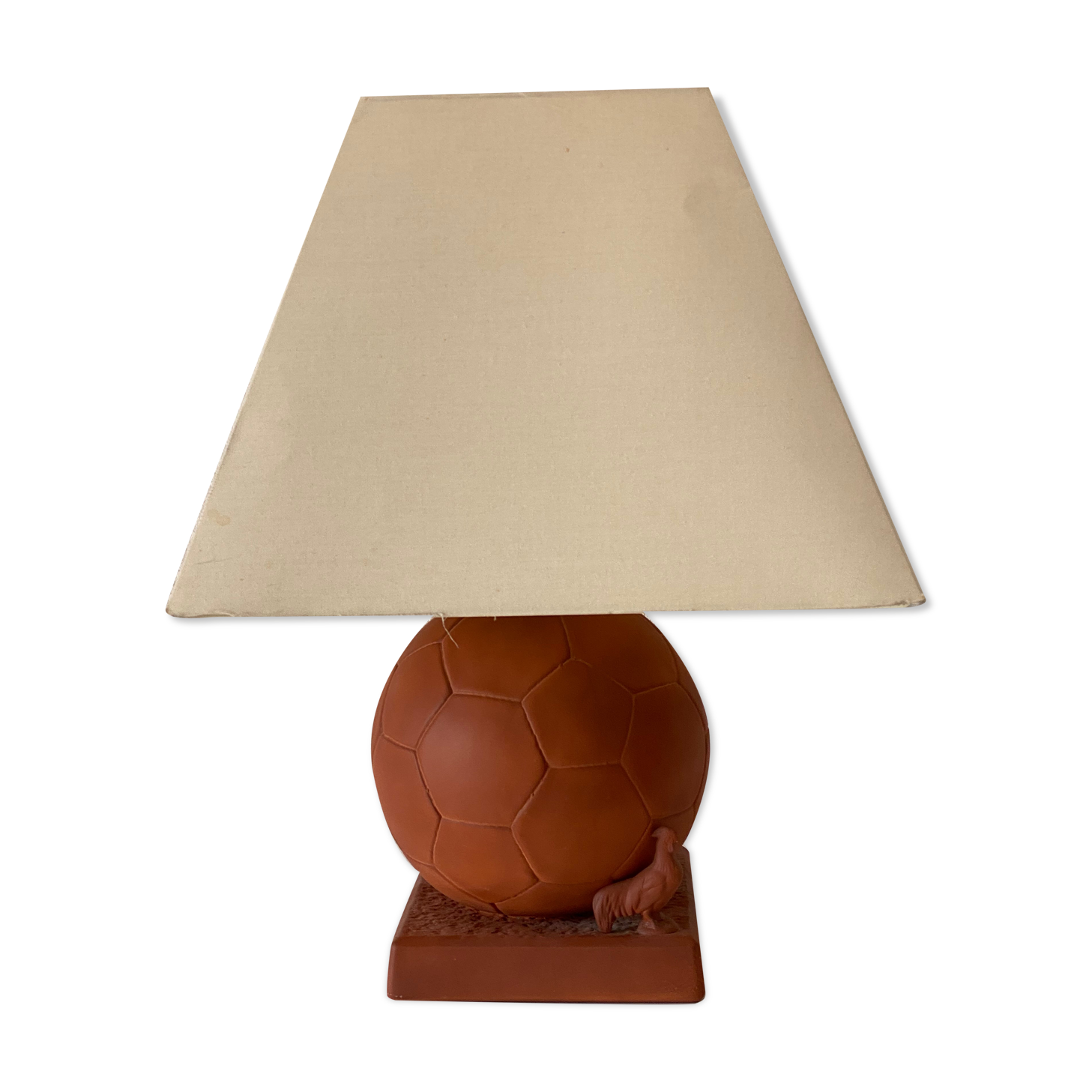 Football lamp and terracotta rooster from the 80s