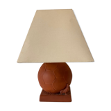 Lampe ballon de football et coq en terre cuite des années 80