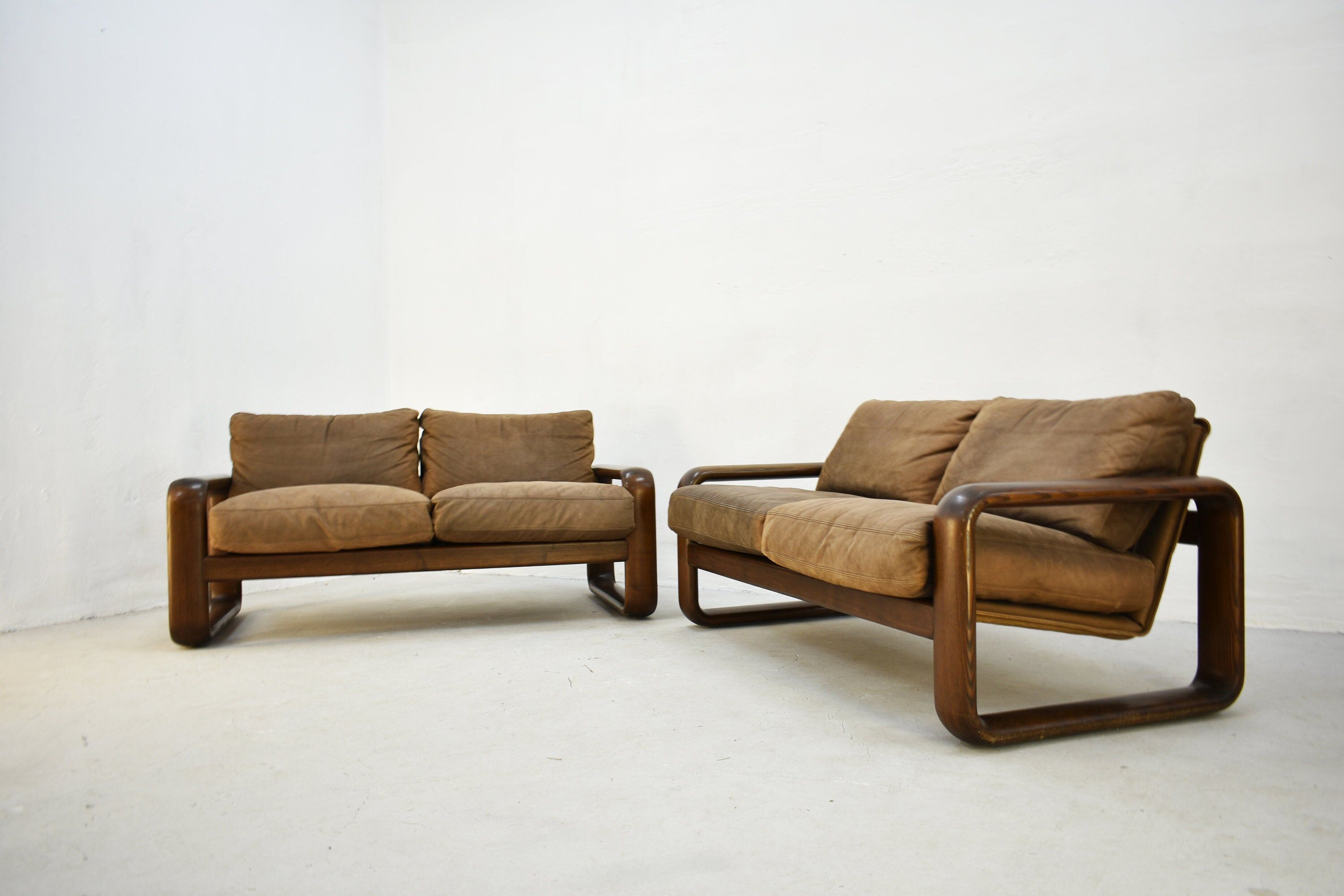 Pair of Rosenthal Studio Line Model Hombre Leather Sofa by Burkhart Vogtherr, Germany 1975
