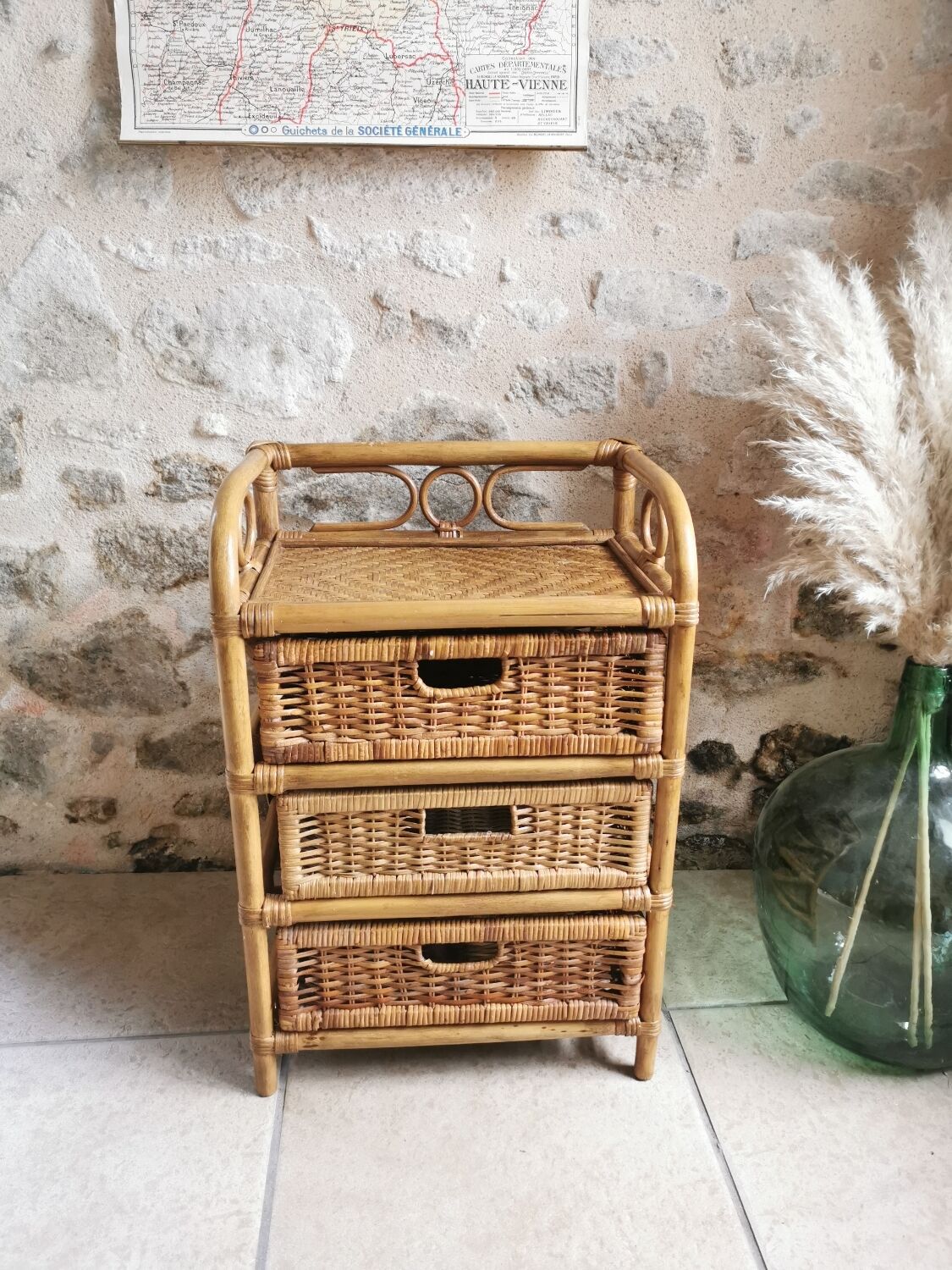 Rattan drawer shelf