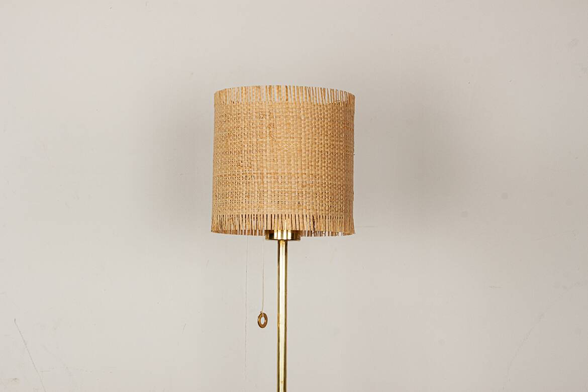 Swedish brass floor lamp, cast iron base, model G 019 by Bergboms 1960