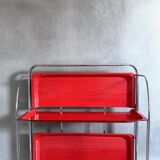 Red serving trolley, mid century tea trolley, rolling table, retro kitchen, bar cart