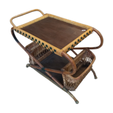 1950s rattan bar trolley