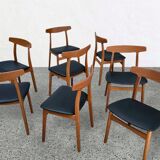 Set of 8 chairs by Henning Kjaernulf, 1960