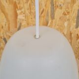 Oval pendant light in white opaline 1960