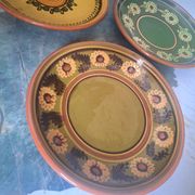 Set of 3 vintage Polish plates from Cepelia, antique tableware.