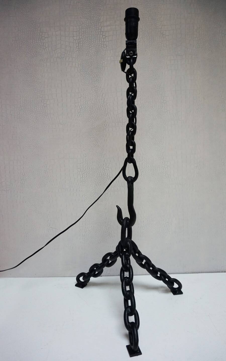 Franz West Style Vintage Brutalist Nautical Iron Chain Floor Lamp, 1970s