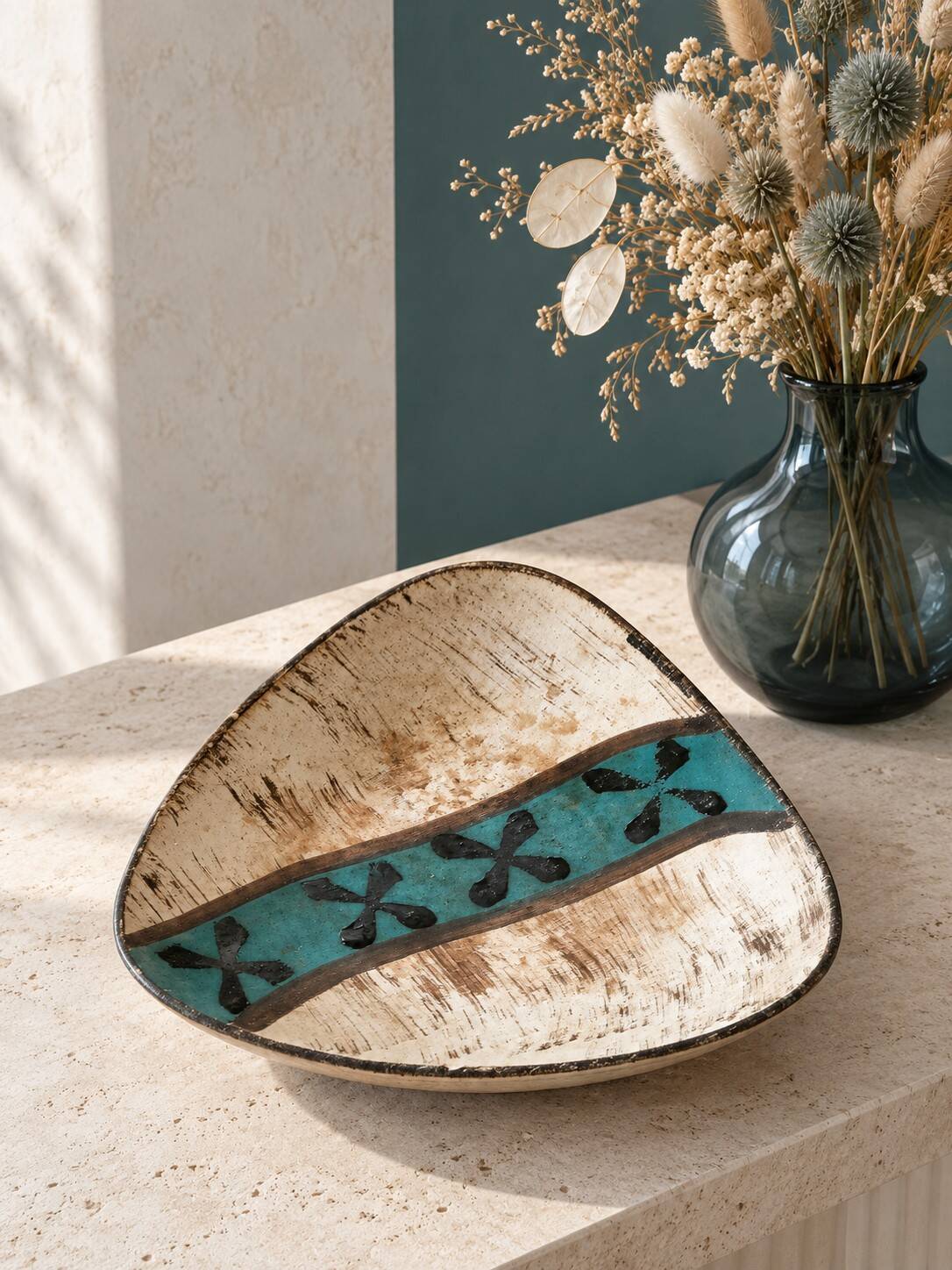 Vintage triangular ceramic bowl