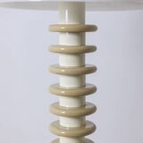 Lampadaire en bois laqué blanc et beige. Années 1980-90