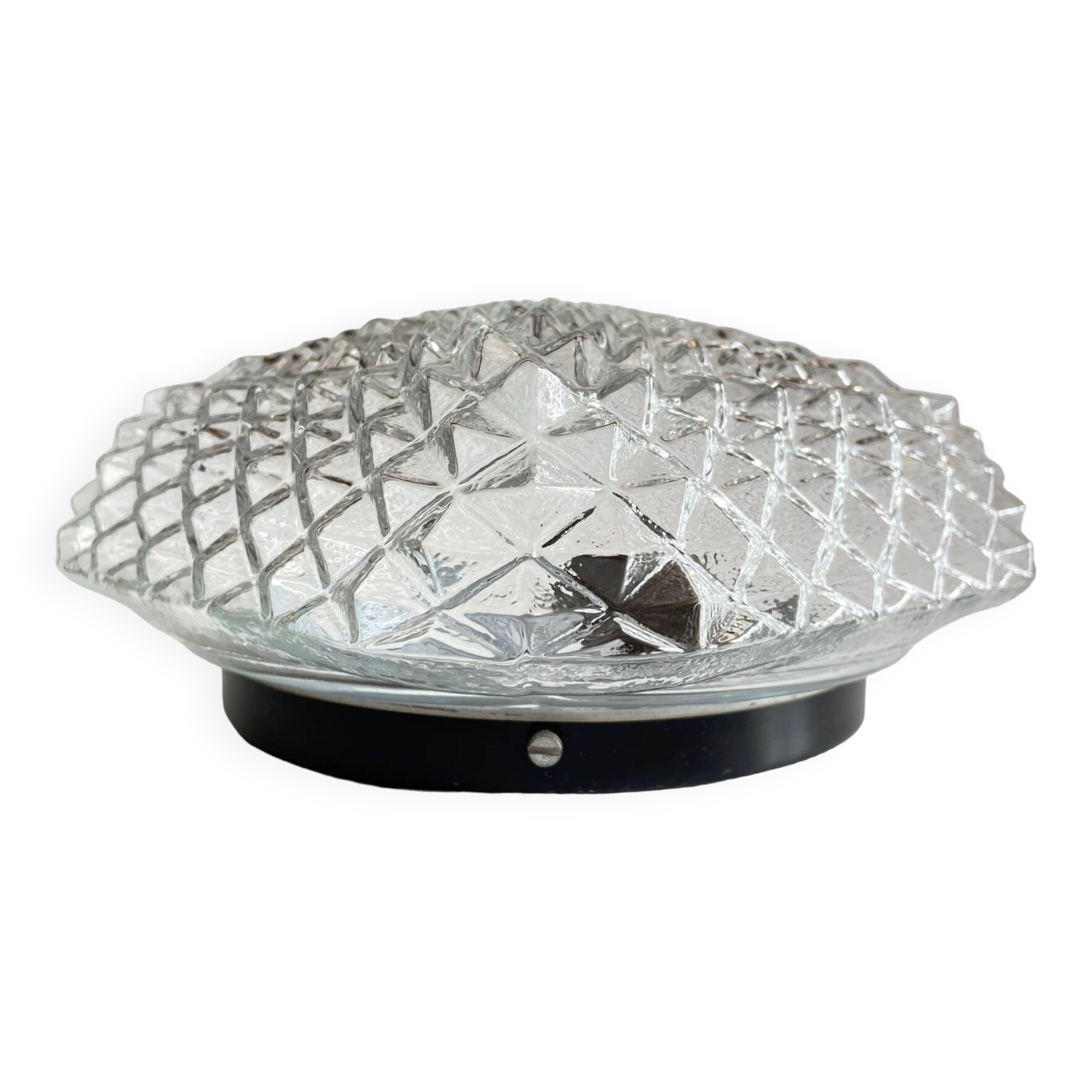 Wall lamp glass and steel ceiling light 1950s