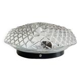 Wall lamp glass and steel ceiling light 1950s