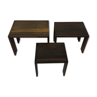 Set of pull out tables wenge wood 1970's
