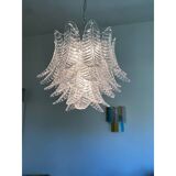 Contemporary Italian Transparent “Felci” Murano Glass Chandelier