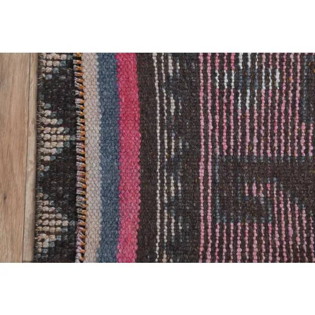 Vintage Turkish Oushak Handmade Wool Pink Brown Runner Rug 87x320
