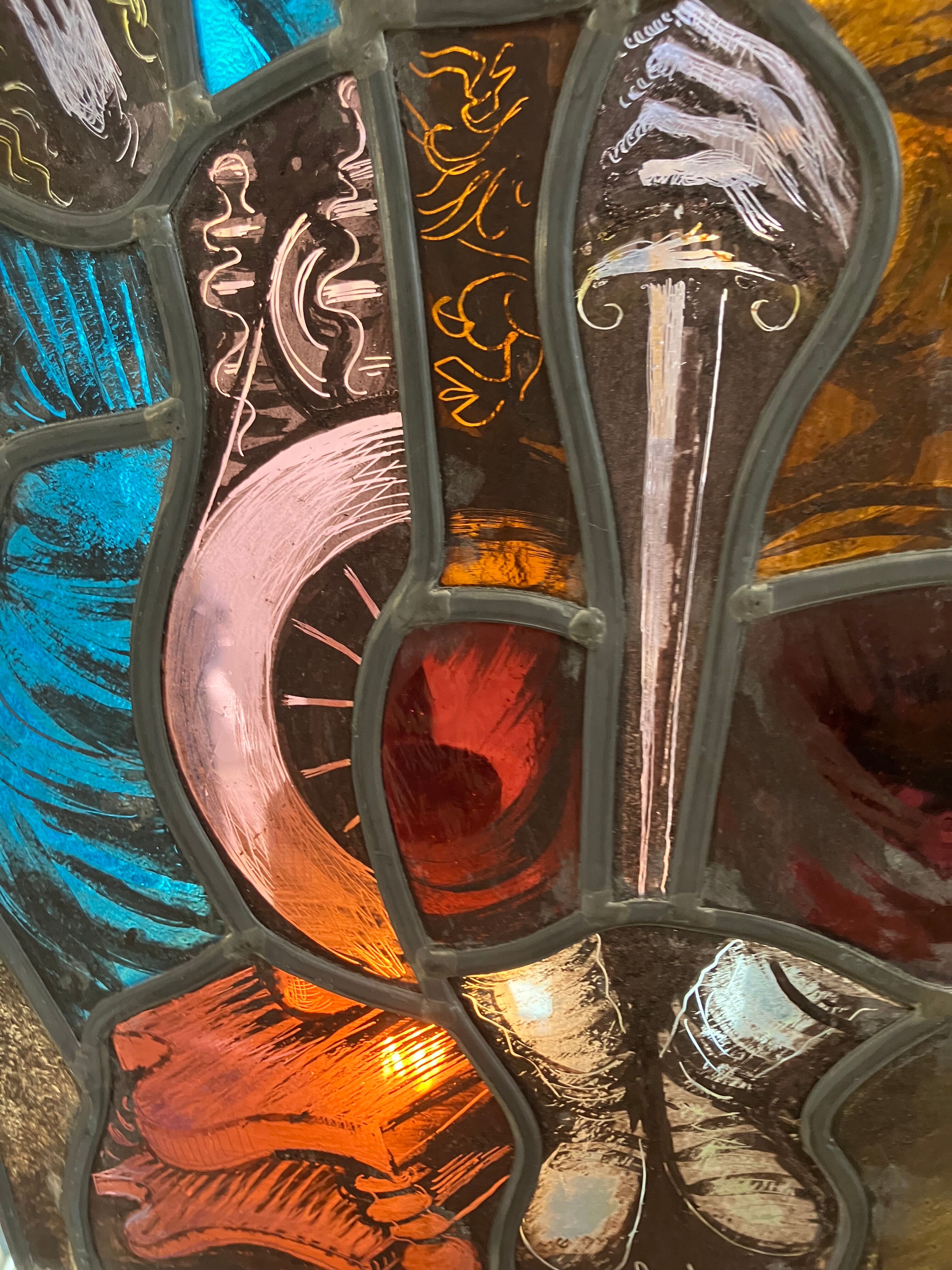 Stained hanging glass polychrome
