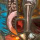 Stained hanging glass polychrome