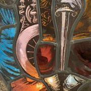 Stained hanging glass polychrome