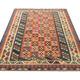 Grand tapis Kilim vintage, en laine turque tissée à plat, motif géométrique, 296 x 212 cm