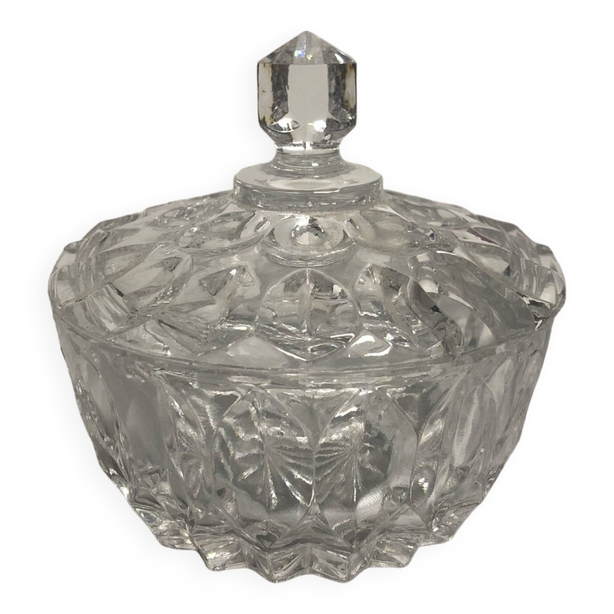 Adorable vintage chiseled glass jam maker