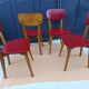 Set of 4 chairs in red skaï kitchen wood chair
